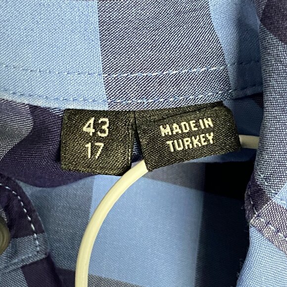 Boss Mens Blue Plaid Dress Shirt Regular Fit Size 17 /43 - Picture 4 of 6